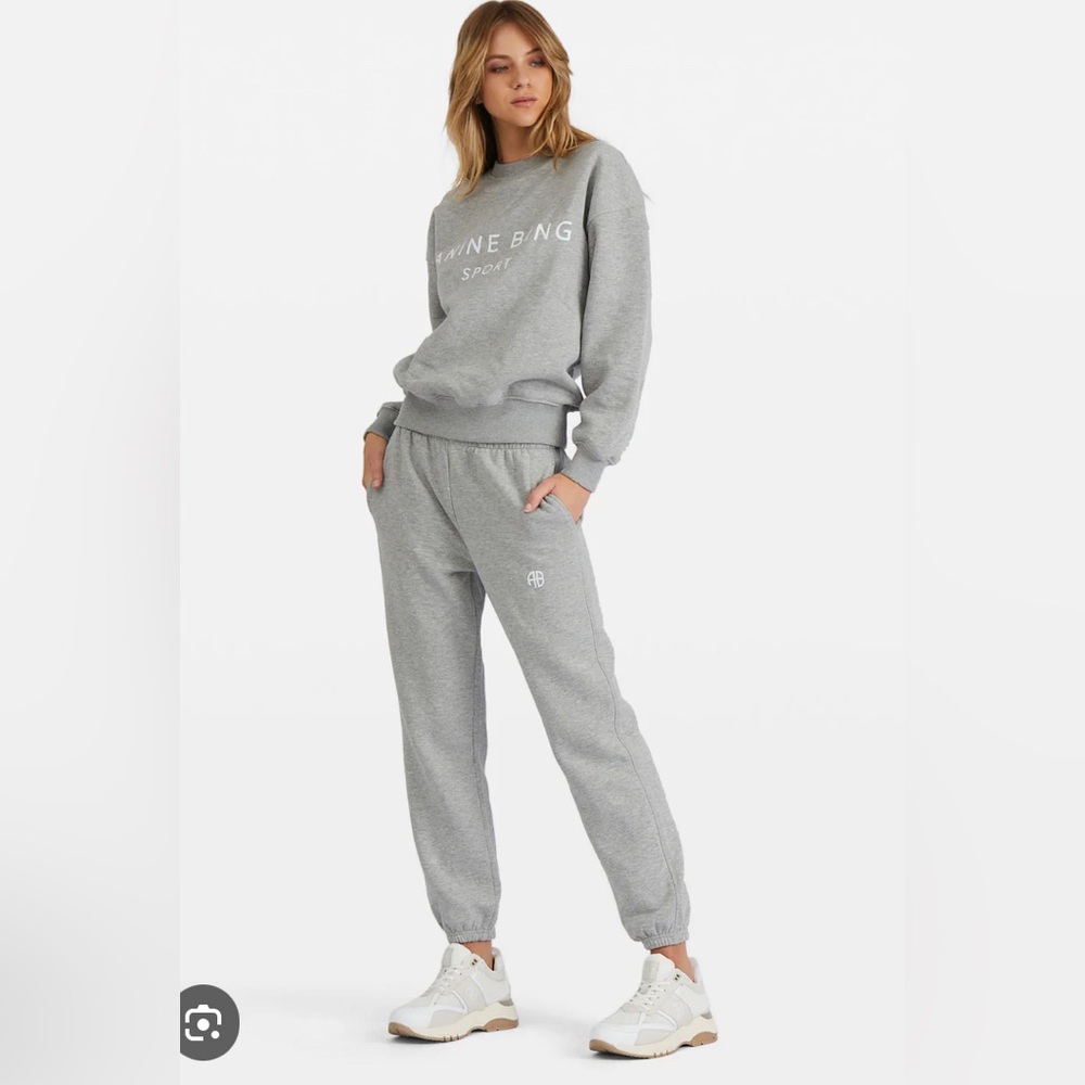 Anine Bing Grey Sweatshirt and Sweatpants Set